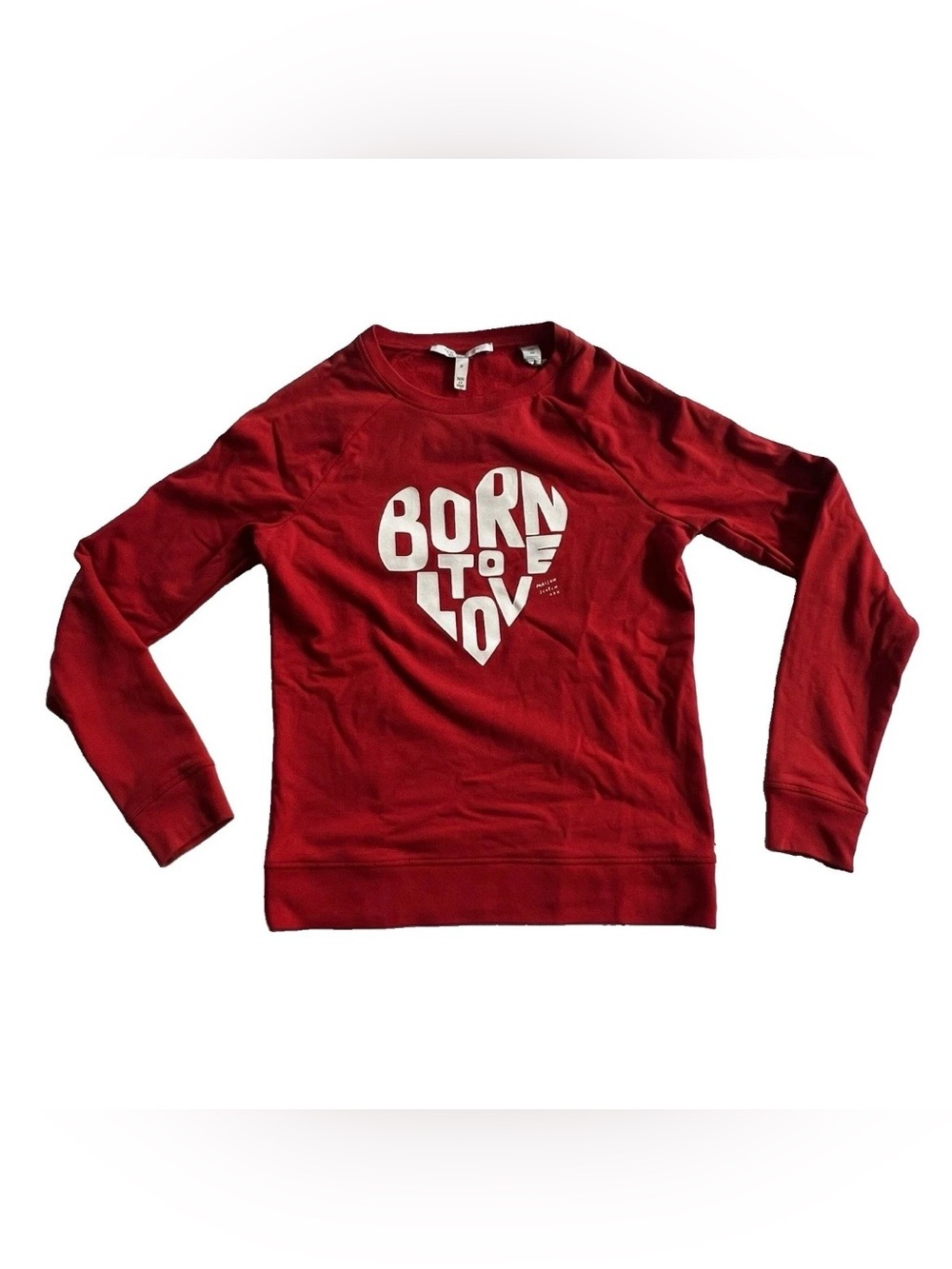 NWT Scotch & Soda Born To Love Crewneck Sweatshirt Womens XS Red Heart READ